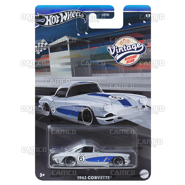 1962 Corvette 1/5 silver - HRV06 - 2024 Hot Wheels Vintage Racing Club Case B Assortment 1:64 Diecast HRT81-956B by Mattel.