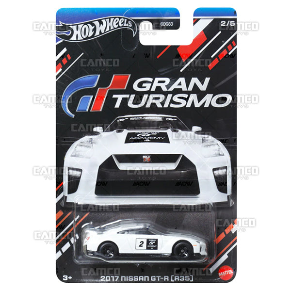 2017 Nissan GT-R R35 #2 white - HRV64 - 2024 Hot Wheels Gran Turismo 1:64 diecast Case Assortment GDG83-957E by Mattel. UPC 194735186440