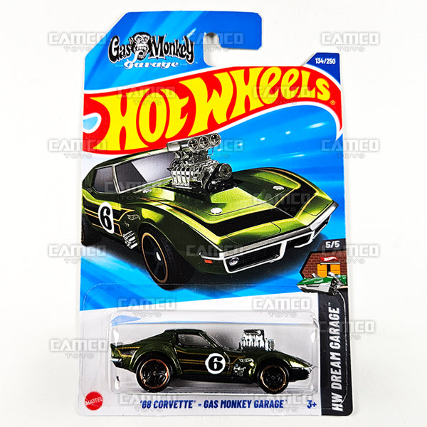 2025 Hot Wheels 68 CORVETTE GAS - MONKEY GARAGE 134/250 - HW Dream Garage Series 5/5 Green