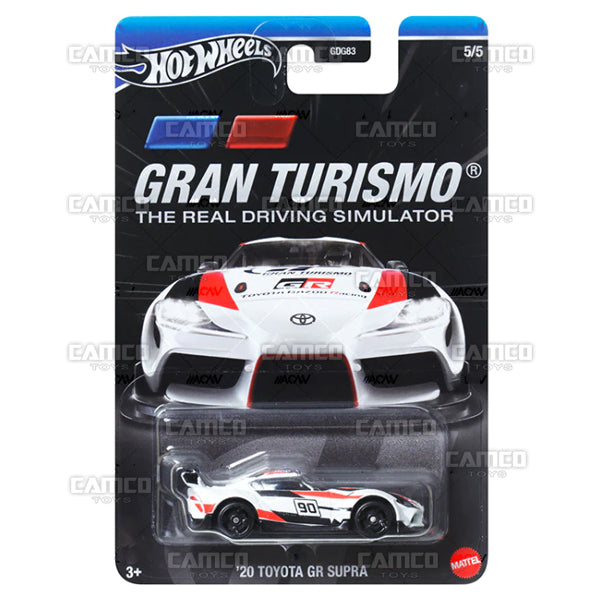 20 Toyota GR Supra #5 white - HRV67 - 2024 Hot Wheels Gran Turismo 1:64 diecast Case Assortment GDG83-957E by Mattel. UPC 194735186402