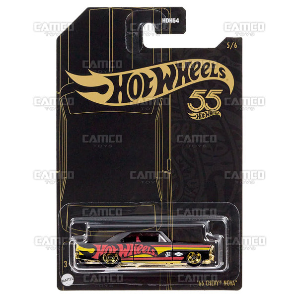 66 Chevy Nova #5 - 2023 Hot Wheels Pearl and Chrome 1:64 Diecast Basic C Case Assortment HDH54-956C by Mattel.