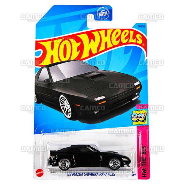 89 Mazda Savanna RX-7 FC35 #51 black - HKJ62 - HW The '80's 4/10 - 2023 Hot Wheels Basic Mainline 1:64 DieCast Case Assortment L2593 by Mattel. UPC 194735103164
