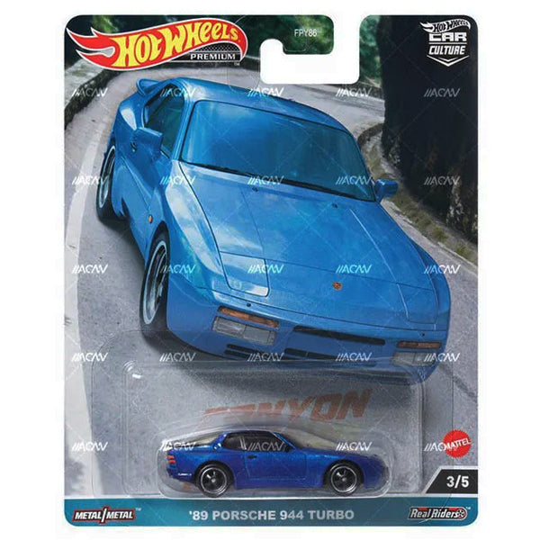 89 Porsche 944 Turbo 3/5 blue - 2023 Hot Wheels Premium Car Culture CANYON WARRIORS C Case 1:64 diecast Assortment FPY86-959C by Mattel.