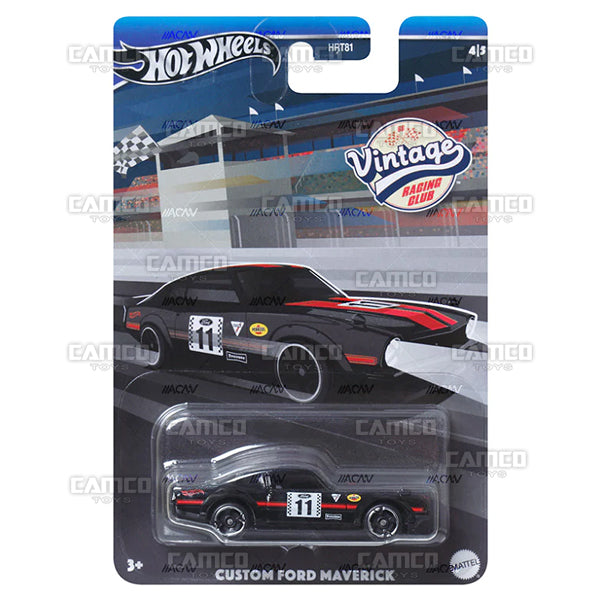 Custom Ford Maverick 4/5 black - HRV09 - 2024 Hot Wheels Vintage Racing Club Case B Assortment 1:64 Diecast HRT81-956B by Mattel.