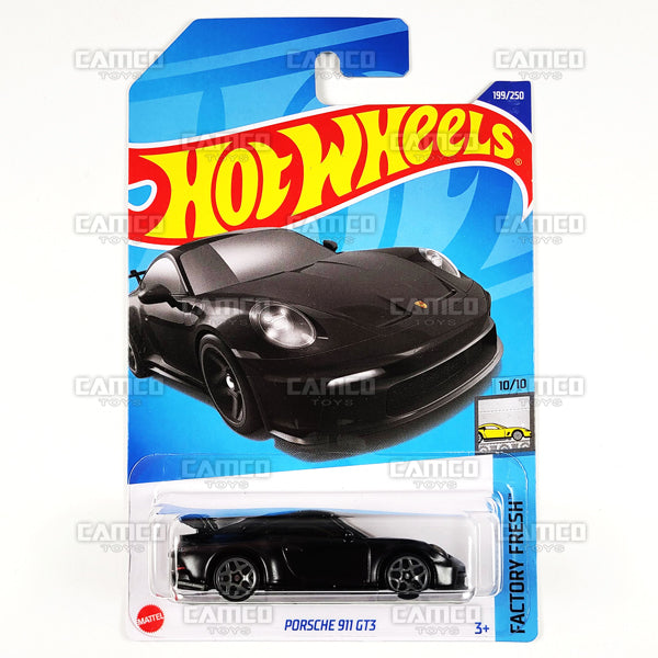 Porsche 911 GT3 #199 black - Factory Fresh 1010 - 2022 Hot Wheels Basic Mainline 164 DieCast Case Assortment C4982 by Mattel.