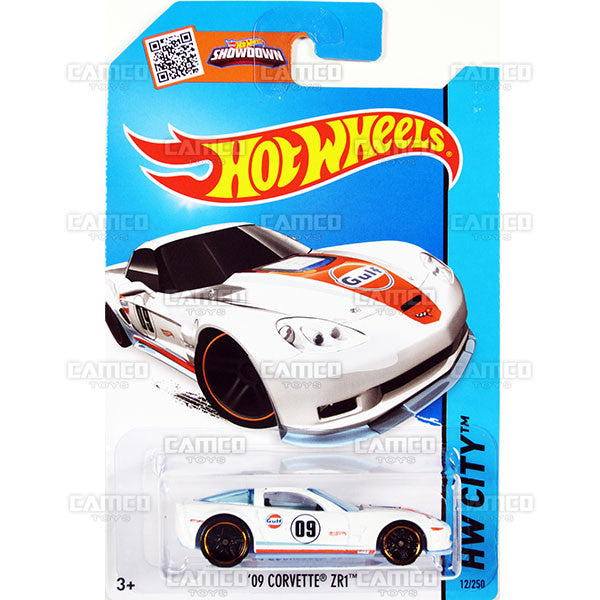 09 Corvette ZR1 #12 CFL80 white Gulf (HW City - HW Performance) - 2015 Hot Wheels Basic Mainline Case Assortment C4982 L2593 by Mattel.