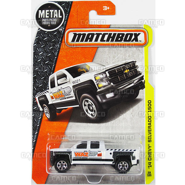 14 Chevy Sliverado 1500 #59 white Waz Up - from 2016 Matchbox Basic Case Assortment 30782 by Mattel.