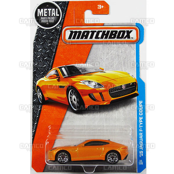 15 JAGUAR F-TYPE COUPE #15 orange - MBX Adventure City - 2016 Matchbox 1:64 Diecast Basic Mainline Case Assortment 30782 by Mattel.