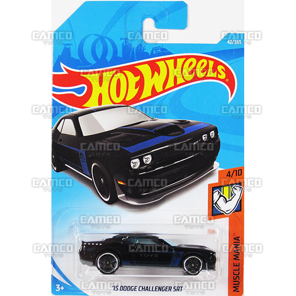 15 Dodge Challenger SRT #42 black (Muscle Mania) - 2018 Hot Wheels Basic Mainline B Case Assortment C4982 by Mattel.