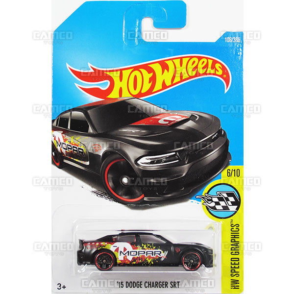 15 Dodge Charger SRT #106 black MOPAR (HW Speed Graphics) - from 2017 Hot Wheels basic mainline E case Worldwide assortment C4982 by Mattel.