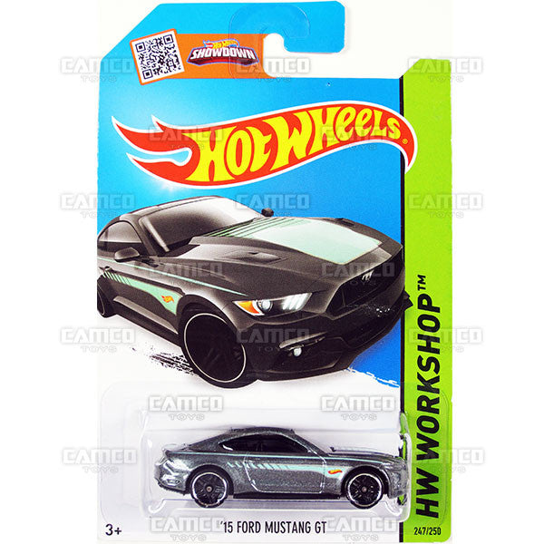 15 Ford Mustang GT #247 (CFJ48) grey HW Workshop - Then and Now - 2015 Hot Wheels Basic Mainline 1:64 Die-cast Case Assortment C4982/L2593 by Mattel.
