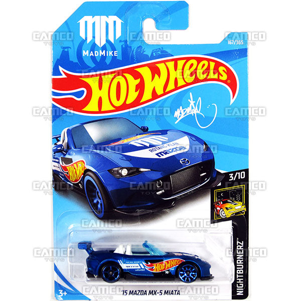 15 Mazda MX-5 Miata #167 blue MAD MIKE - 2018 Hot Wheels Basic Mainline G Case Assortment C4982 by Mattel.