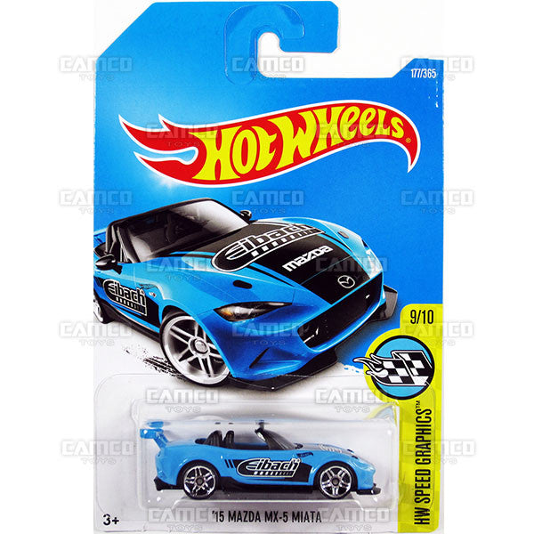 15 Mazda MX-5 Miata #177 blue (HW Speed Graphics) - 2017 Hot Wheels basic mainline H case Worldwide assortment C4982 by Mattel