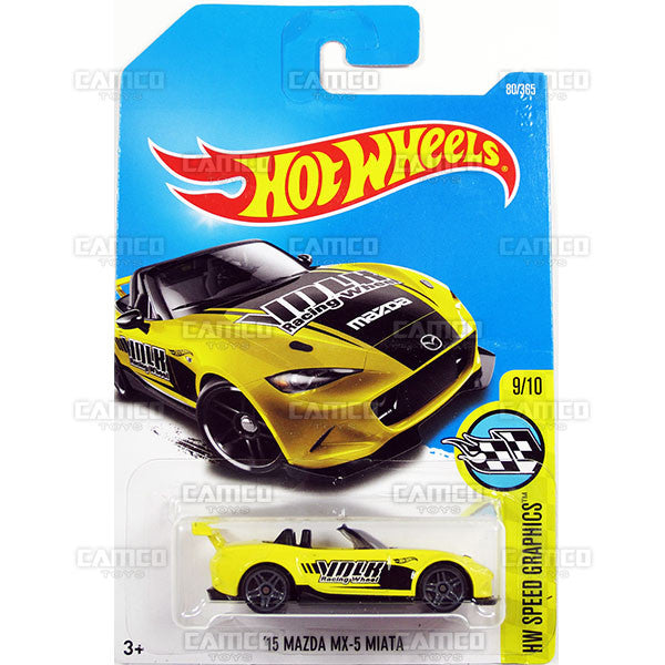 15 Mazda MX-5 Miata #80 yellow VOLK (HW Speed Graphics) - from 2017 Hot Wheels basic mainline D case Worldwide assortment C4982 by Mattel.