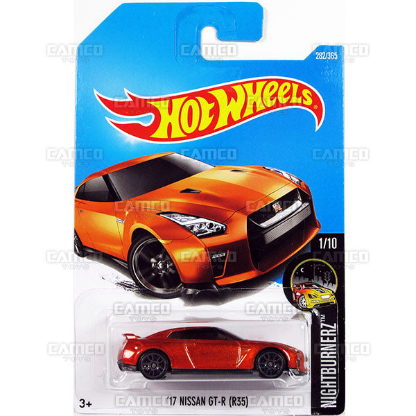 17 Nissan GT-R (R35) #282 orange Nightburnerz - 2017 Hot Wheels Basic Mainline N Case C4982 by Mattel