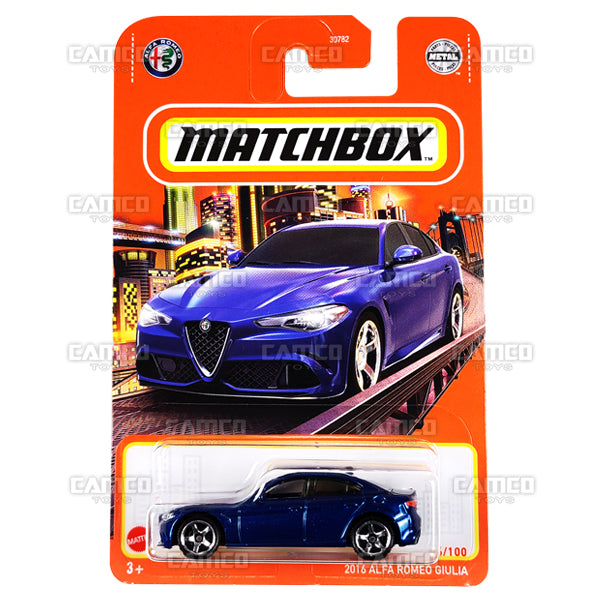 2016 Alfa Romeo Giulia #26 blue - 2022 Matchbox Basic Mainline 1:64 Case Assortment 30782 by Mattel.