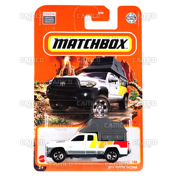 2016 Toyota Tacoma #100 white - 2022 Matchbox Basic Mainline 1:64 Case Assortment 30782 by Mattel.