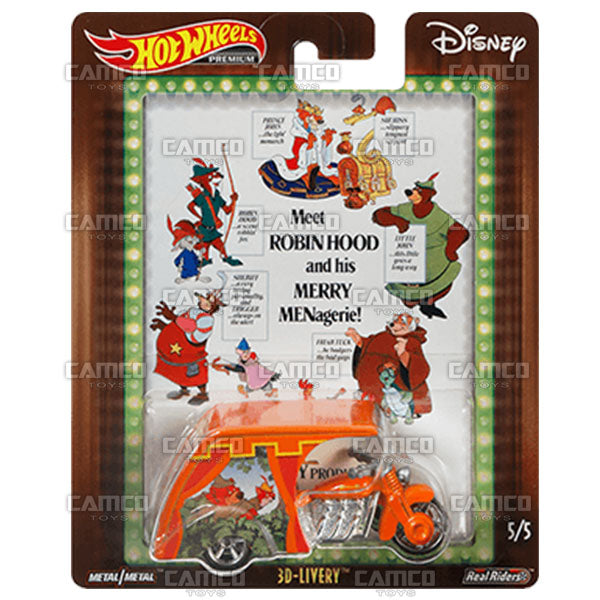3D-Livery (Robin Hood) - 2019 Hot Wheels Premium Pop Culture A Case DISNEY Assortment DLB45-946A by Mattel.