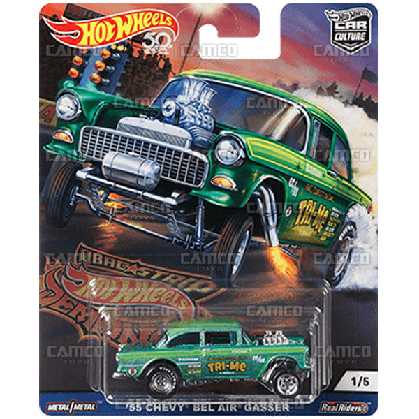 55 Chevy Bel Air Gasser - 2018 Hot Wheels Car Culture DRAG STRIP DEMONS F Case Assortment FPY86-956F by Mattel.