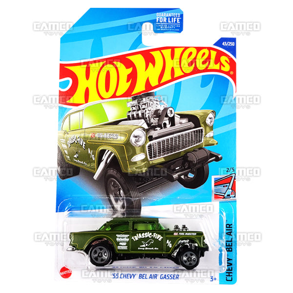 55 Chevy Bel Air Gasser #43 green Triassic-Five - 2022 Hot Wheels Basic Mainline Assortment L2593 by Mattel