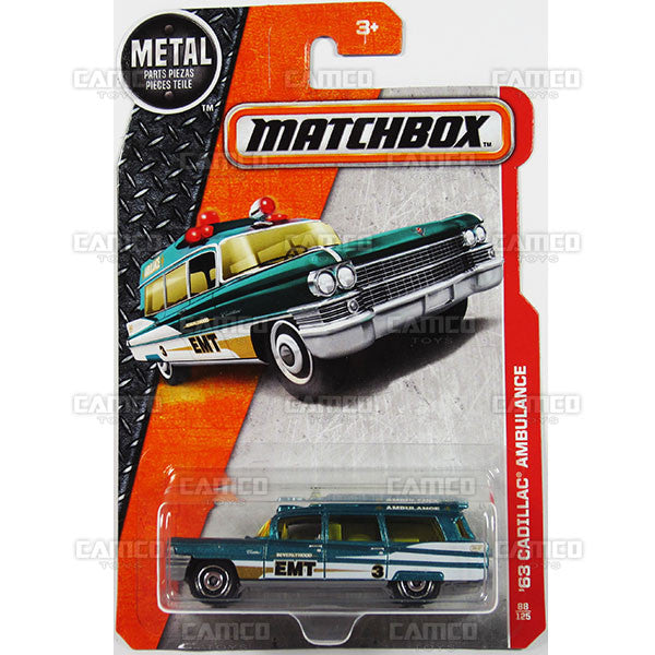 63 Cadillac Ambulance #88 green EMT - from 2016 Matchbox Basic Case Assortment 30782 by Mattel.