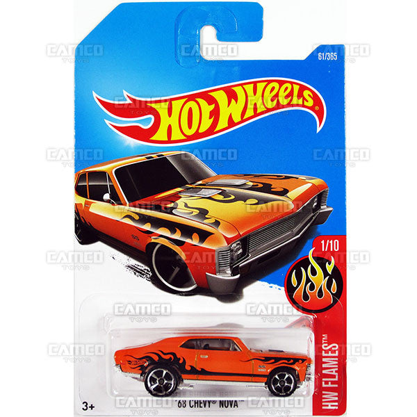 68 Chevy Nova #61 orange (HW Flames) - from 2017 Hot Wheels basic mainline C case Worldwide assortment C4982 by Mattel.