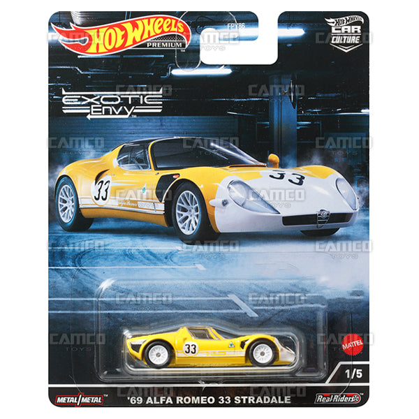 69 Alfa Romeo 33 Stradale #1 yellow - 2022 Hot Wheels Premium Car Culture Exotic Envy Case M Assortment FPY86-957M by Mattel.