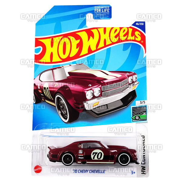 70 Chevy Chevelle #46 HW Contoured - 2022 Hot Wheels Basic Mainline Assortment L2593 by Mattel.