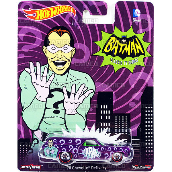 70 CHEVELLE DELIVERY (The Riddler) - 2015 Hot Wheels Pop Culture C Case (BATMAN CLASSIV TV SERIES) Assortment CFP34-956C by Mattel.
