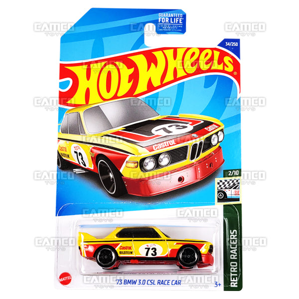 73 BMW 3.0 CSL Race Car #34 yellow Retro Racers - 2022 Hot Wheels Basic Mainline Assortment L2593 by Mattel
