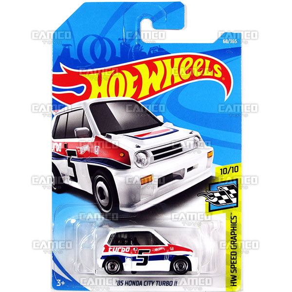 85 Honda City Turbo II #68 white (HW Speed Graphics) - 2018 Hot Wheels Basic Mainline C Case Assortment C4982 by Mattel.
