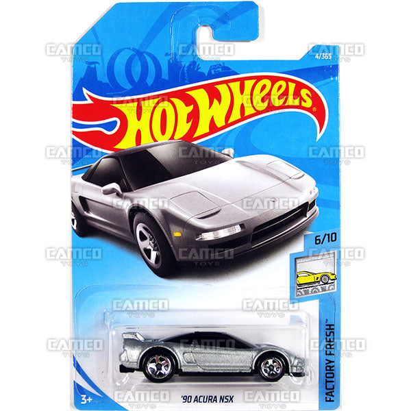 90 ACURA NSX #4 silver (Factory Fresh) - 2018 Hot Wheels Basic Mainline A Case Assortment C4982 by Mattel.