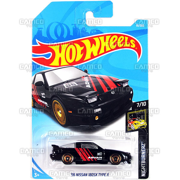 96 Nissan 180SX Type X #91 black Advan - 2018 Hot Wheels Basic Mainline E Case Assortment C4982 by Mattel.