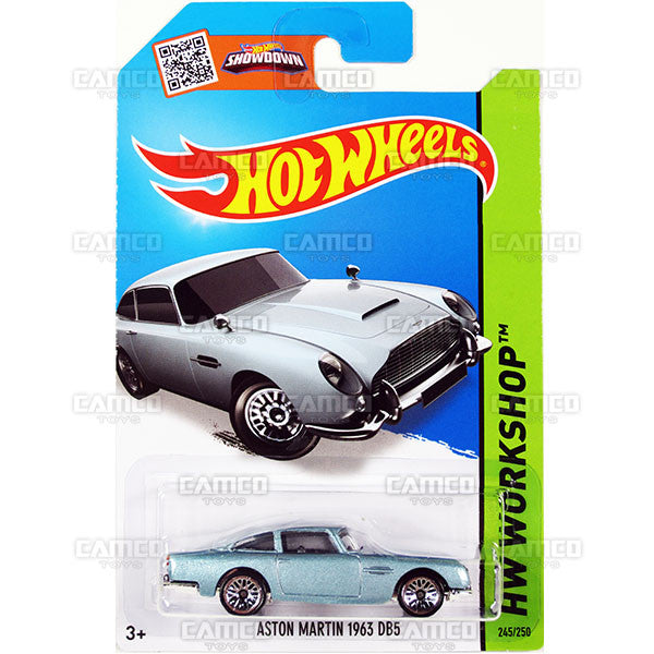 Aston Martin 1963 DB5 #245 Lt blue (HW Workshop) - 2015 Hot Wheels Basic Mainline C4982 by Mattel.