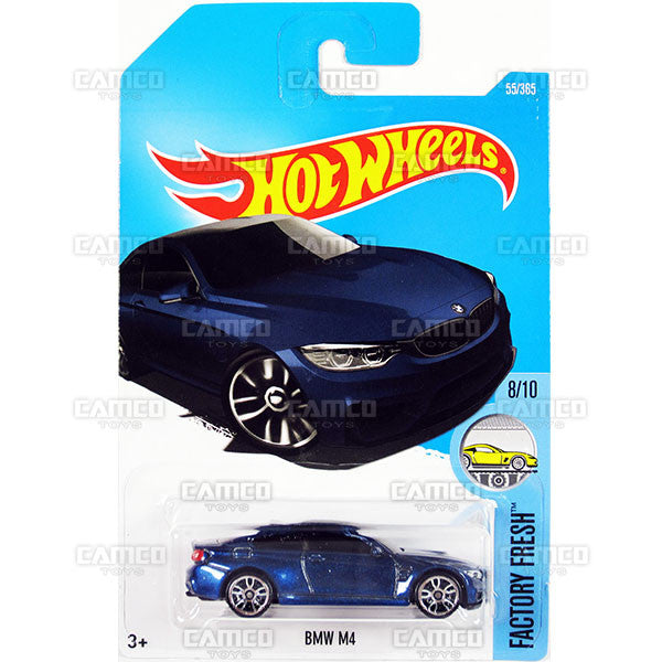 BMW M4 #55 blue (Factory Fresh) - from 2017 Hot Wheels basic mainline C case Worldwide assortment C4982 by Mattel.