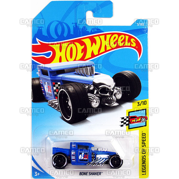 BONE SHAKER #3 (FJX05) blue - Legends of Speed 3/10 - 2018 Hot Wheels Basic Mainline HW 1:64 Die-cast Case Assortment C4982 by Mattel.