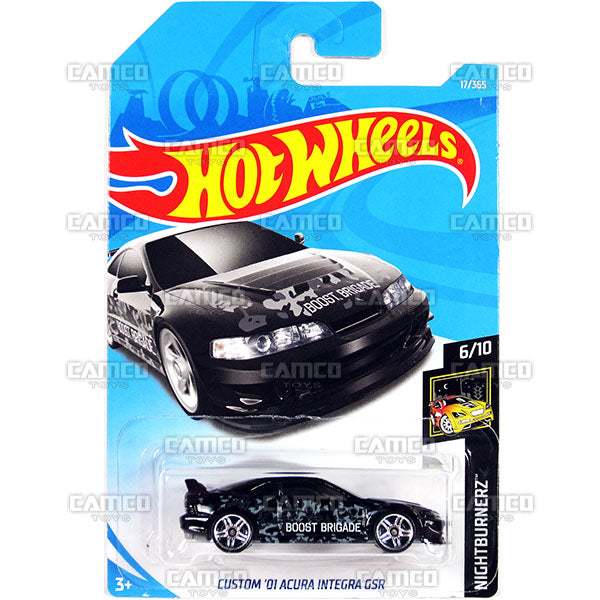 CUSTOM 01 ACURA INTEGRA GSR #17 black boost brigade (NightBurnerz) - 2018 Hot Wheels Basic Mainline A Case Assortment C4982 by Mattel.