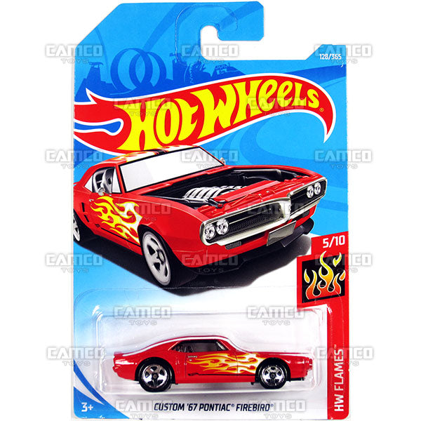Custom 67 Pontiac Firebird #128 red - 2018 Hot Wheels Basic Mainline F Case Assortment C4982 by Mattel.