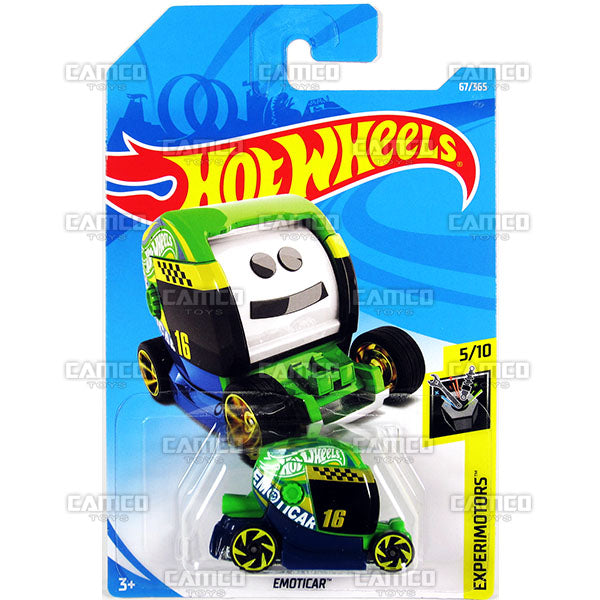 Emoticar #67 green (Experimotors) - 2018 Hot Wheels Basic Mainline C Case Assortment C4982 by Mattel.
