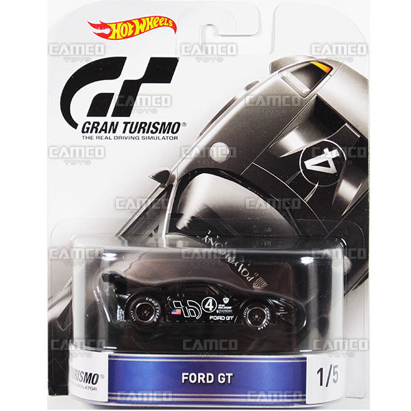 FORD GT #1 black- Gran Turismo - 2016 Hot Wheels Premium Retro Entertainment 1:64 diecast with Real Riders Case Assortment DMC55-959C by Mattel.