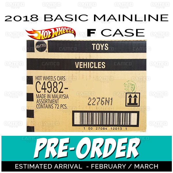 Factory Sealed case of 72 - 2017 Hot Wheels Basic Mainline F Case assortment C4982 by Mattel.
