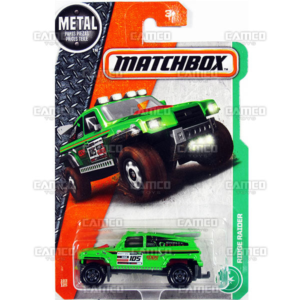 RIDGE RAIDER #103 green - 2017 Matchbox Basic L Case Assortment 30782 by Mattel.