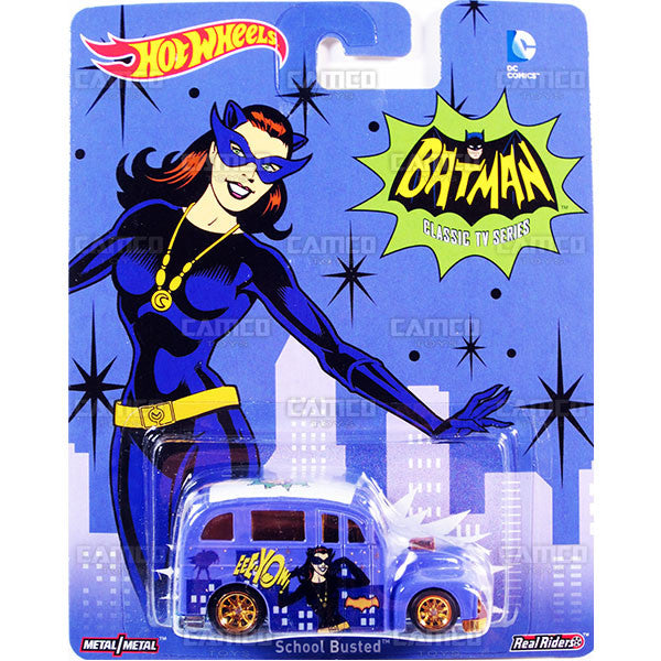 SCHOOL BUSTED (Catwoman) - 2015 Hot Wheels Pop Culture BATMAN CLASSIV TV SERIES C Case 1:64 Diecast Assortment CFP34-956C by Mattel.