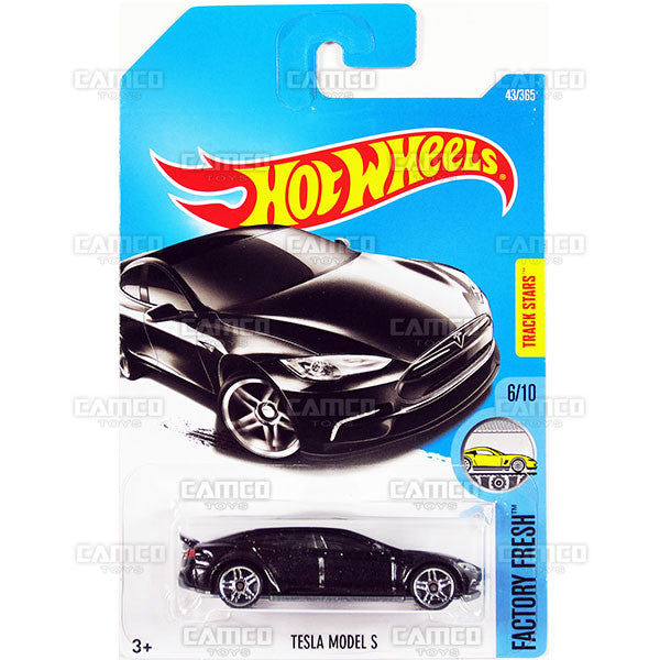 Tesla Model S #43 black (Factory Fresh) - from 2017 Hot Wheels basic mainline C case Worldwide assortment C4982 by Mattel.