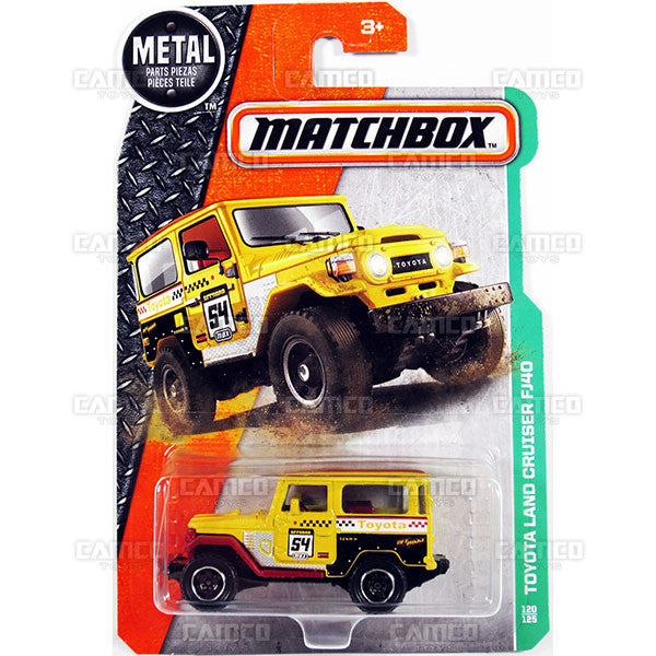 Toyota Land Cruiser FJ40 #120 yellow - from 2017 Matchbox Basic A Case Assortment 30782 by Mattel.