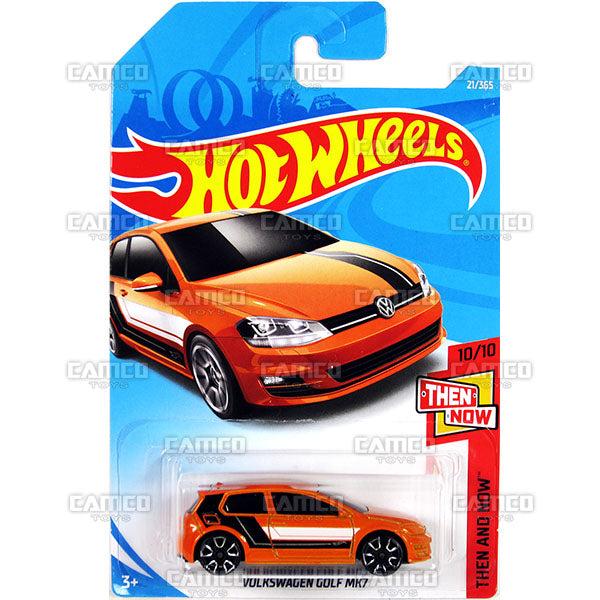 VOLKSWAGEN GOLF MK7 # 21 orange (Then and Now) - 2018 Hot Wheels Basic Mainline A Case Assortment C4982 by Mattel.
